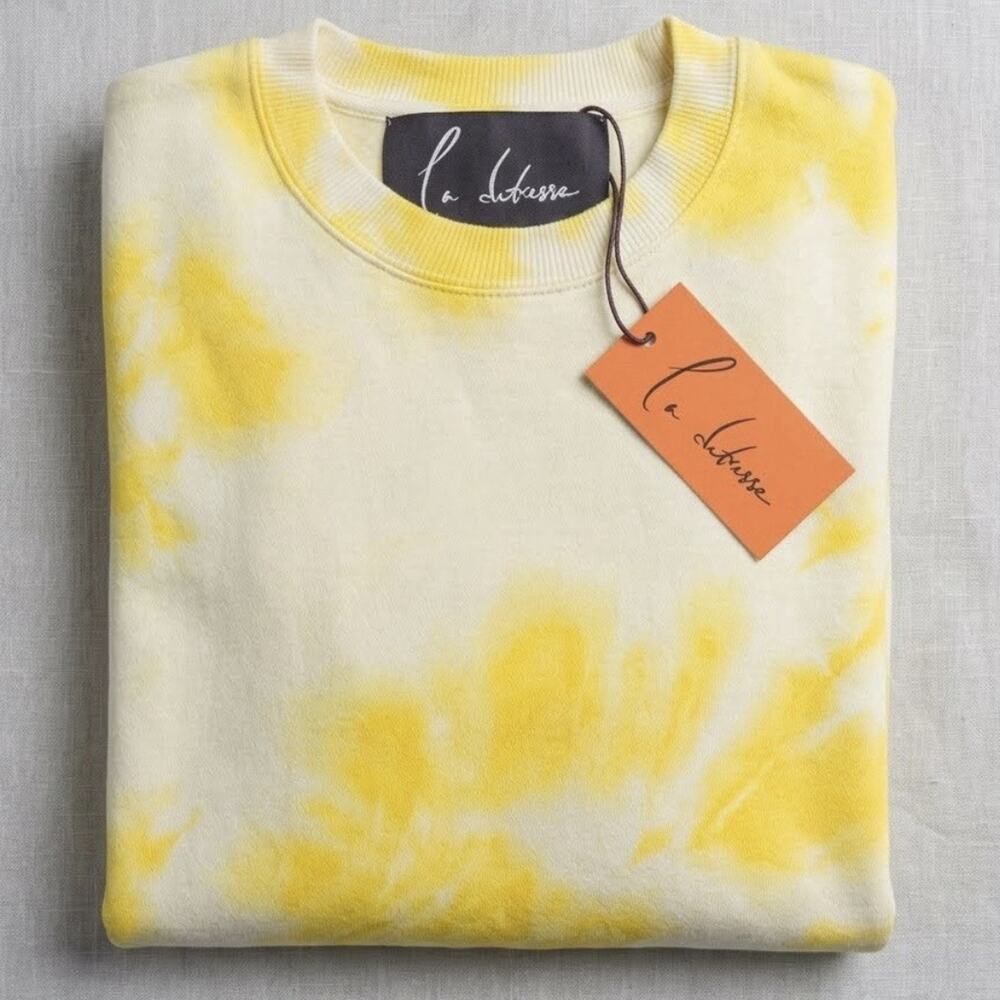 La Detresse Sweatshirt Women's Tie Dye Yellow Pullover Small-JB2